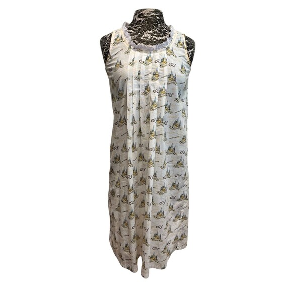 Handmade Harry Potter Hogwarts Nightgown White Yellow Sleeveless Pullover XS S - Picture 1 of 13